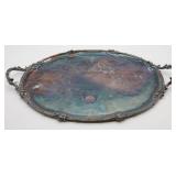Large Etched Silver Plate Serving Tray