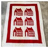 Red & White House Lap Quilt