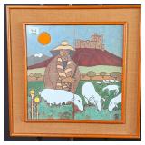 Shepherd and His Flock Tile Art Artist Signed
