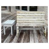 Outdoor Wooden Bench & Side Table