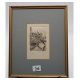 Lithograph Print of Canal Scene Signed by Artist