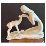 Woman and Fawn Sculpture