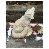 Concrete Stone Garden Statue of Sitting Fox As Is