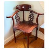 Vintage Rosewood Asian Inspired Corner Chair
