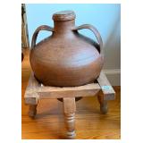 Antique Carved 1 Hole Water Jug Stand and