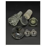 Glass Apothecary Bottle w/Stopper & Tray of