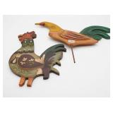 Folk Art Style Bird and Rooster