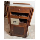 Wooden Rolling Bar Cart