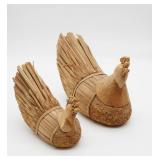 Pair of Hand Carved Wood and Corn Husk