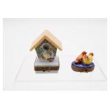 Limoge Bird House Trinket Box & Limoge Birds