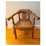 Antique Child's Italian Oak Cane Seat Arm Chair