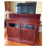 Cherry Finish Lift TV Cabinet with Sony TV