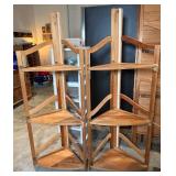 (2) Collapsible Wood Corner Shelves 17' x 17' x 63