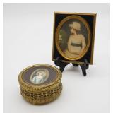 Miniature Framed Portrait and French Gold Gilt