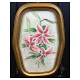 Framed Watercolor of Pink Lilies