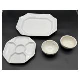 White Ceramic Serving Pieces 4 Pieces
