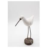 White Ceramic Bird Sculpture On Metal Stand