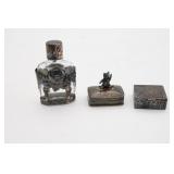 Sterling Silver Perfume Bottle & 2 Pill Boxes