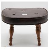 Wooden Stool With Cushioned Leather Seat
