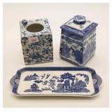 Blue and White Tissue Box Cover,