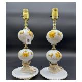 Floral Milk Glass Boudoir Lamps