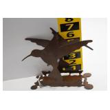 Metal Hummingbird Sculpture on Base