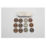 Metal Fare Tokens and Coin Holder Set