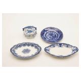 Flow Blue Dishes and Trinket Dish