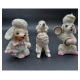 Vintage Porcelain Poodle Figurines (3)