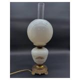 Antique Electrified Milk Glass Oil Lamp