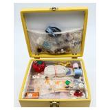 Yellow Sewing Box With Contents