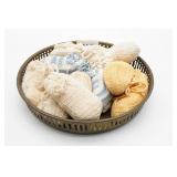 Brass Bowl with Hand-Knitted Baby Booties