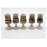 Five Pottery Goblets