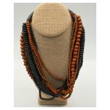 Multi Strand Wooden Beaded Necklace