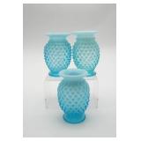 Fenton Blue Hobnail Glass Bud Vases (3)