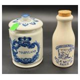 Ceramic Maryland Jar and Milk Bottle Bank
