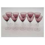 10 Purple Wine Glasses with Textured Stems