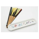 Decorative Fan with Porcelain Rest