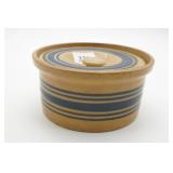 Stoneware Crock With Blue Stripes