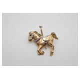 14kt Yellow Gold Carousel Horse Pin