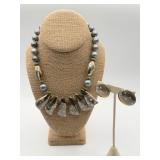 Vintage Bib  Beaded Necklace & Earrings