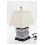 Table Lamp with Blue and White Ceramic Base