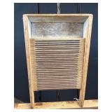 Wood and Metal Washboard with Wooden Frame