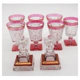 7 Glasses and 2 Candle Holders