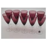 10 Purple Glass Wine Goblets
