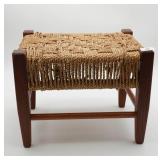 Wooden Stool with Woven Rope Seat
