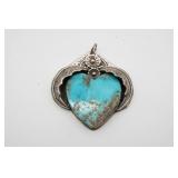 Turquoise and Sterling Silver Heart Pendant