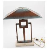 Metal Table Lamp with Geometric Design