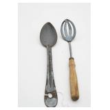 Two Metal Kitchen Utensils with Wooden Handle