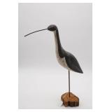 Painted Wooden Shorebird With Wood Base